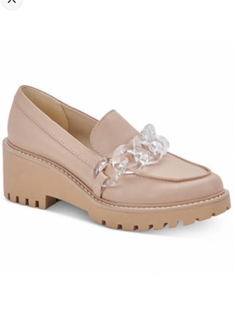 Dolce Vita Beige Nude Platform Loafer with Clear Chain